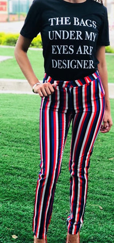Mix Stripe Color Print Long Pant