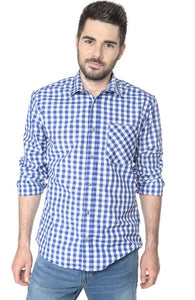 blue and white boy/girl button shirt