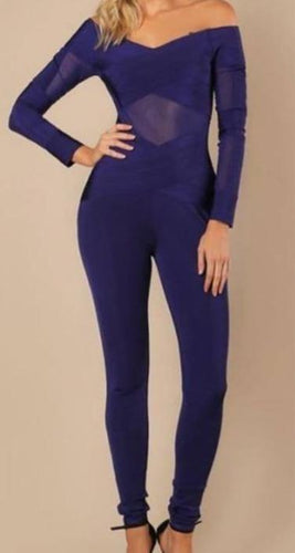 Long Sleeve Off Shoulder Bandage Jumpsuit