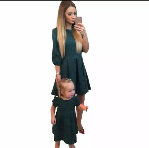 Lantern Sleeve Solid Dress