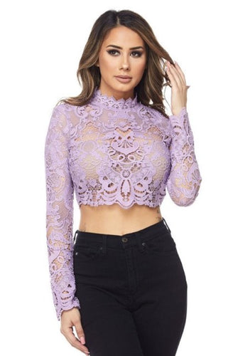 Long Sleeve Lace Crop Top