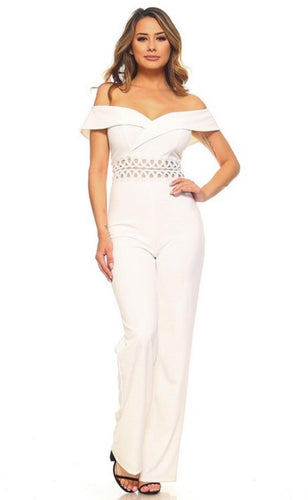 White Off Shoulder Jumpsuite