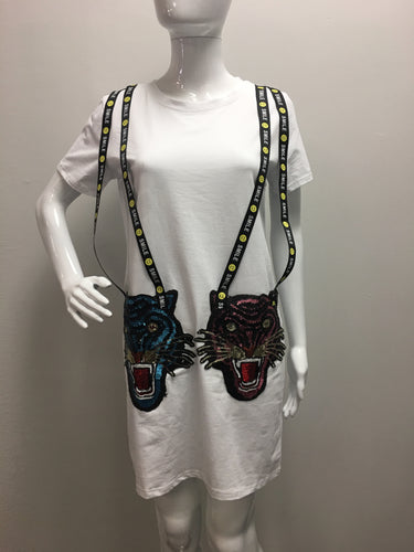 Sequin tiger pockets T-shirt dress