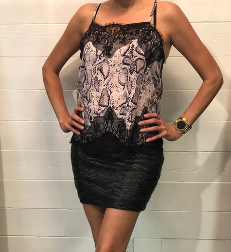 Snake print strapless top