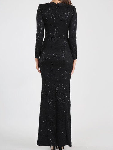 Long Sleeve Sequin Lace Dress