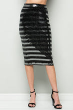 Sequins Stripe Pencil Skirt Lined