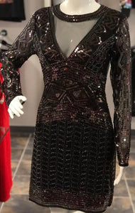 Sequins Dress with See Thru Back
