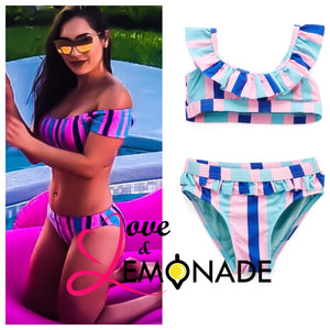 Mommy and Me Swimsuits Stripe