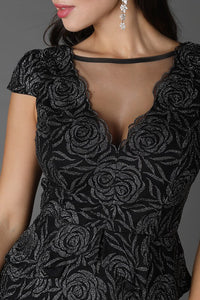 Metallic Embroidery Lace peplum Dress
